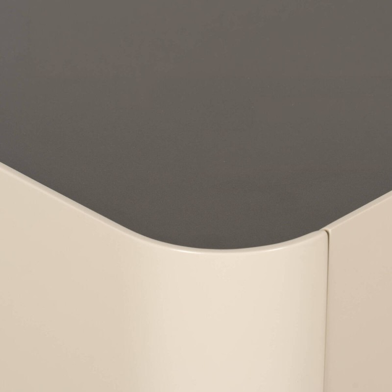 Limpopo Beige Lacquered Nightstand with 2 Drawers and Metal Handle, 65.5 cm