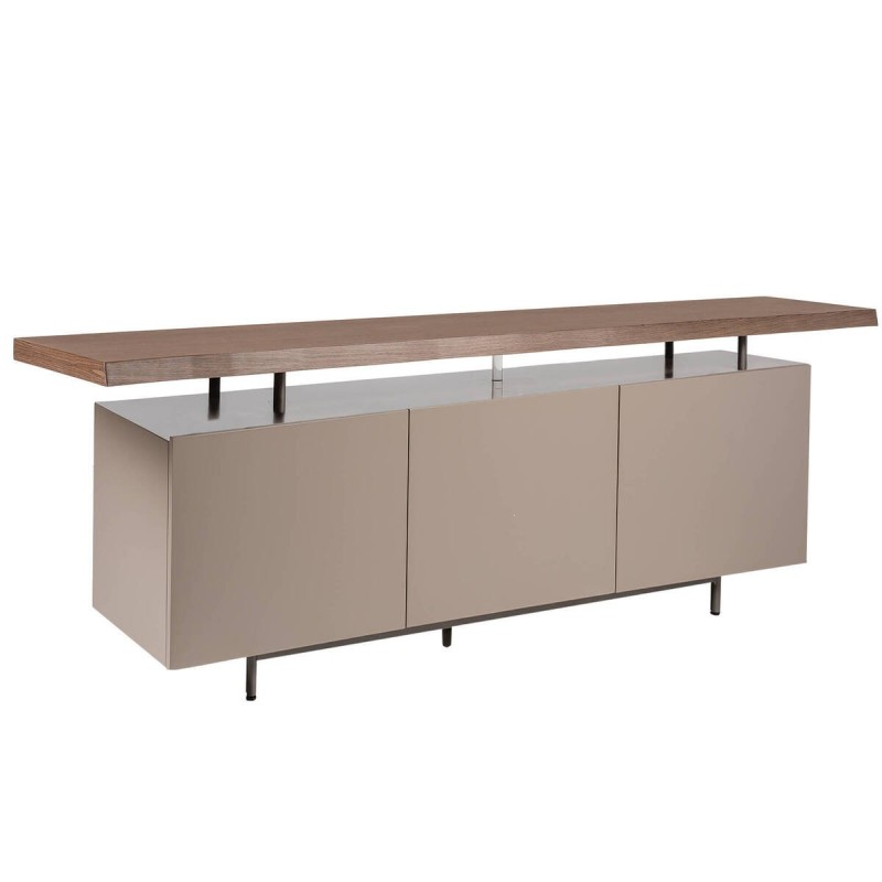 Grey lacquered sideboard with walnut veneer 200x42x76cm