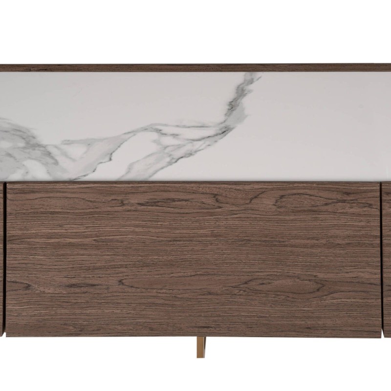 Mueble tv chapa de nogal y tapa de cerámica 220x42x50cm