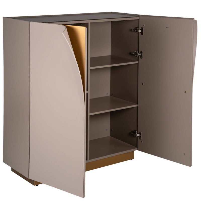 Matte grey display cabinet with designer handles 180x42x120cm