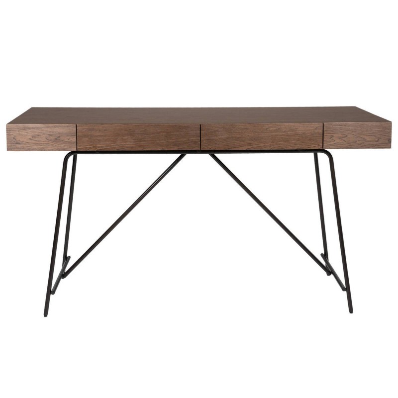 Walnut veneer desk with iron frame 140x55x75cm