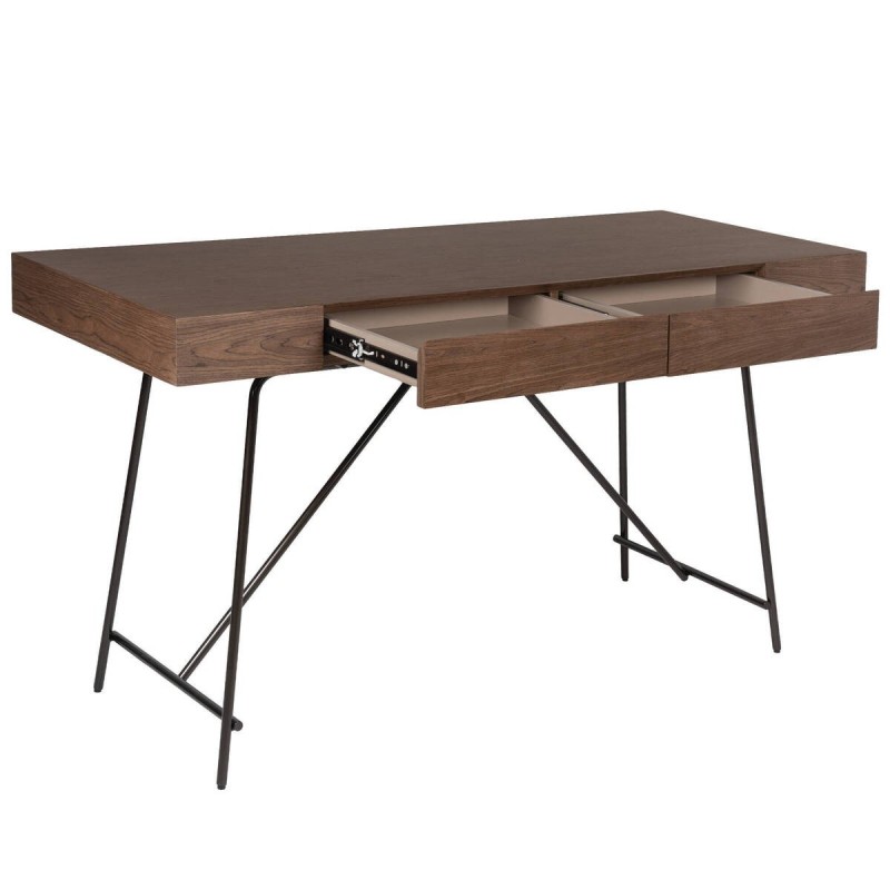 Walnut veneer desk with iron frame 140x55x75cm