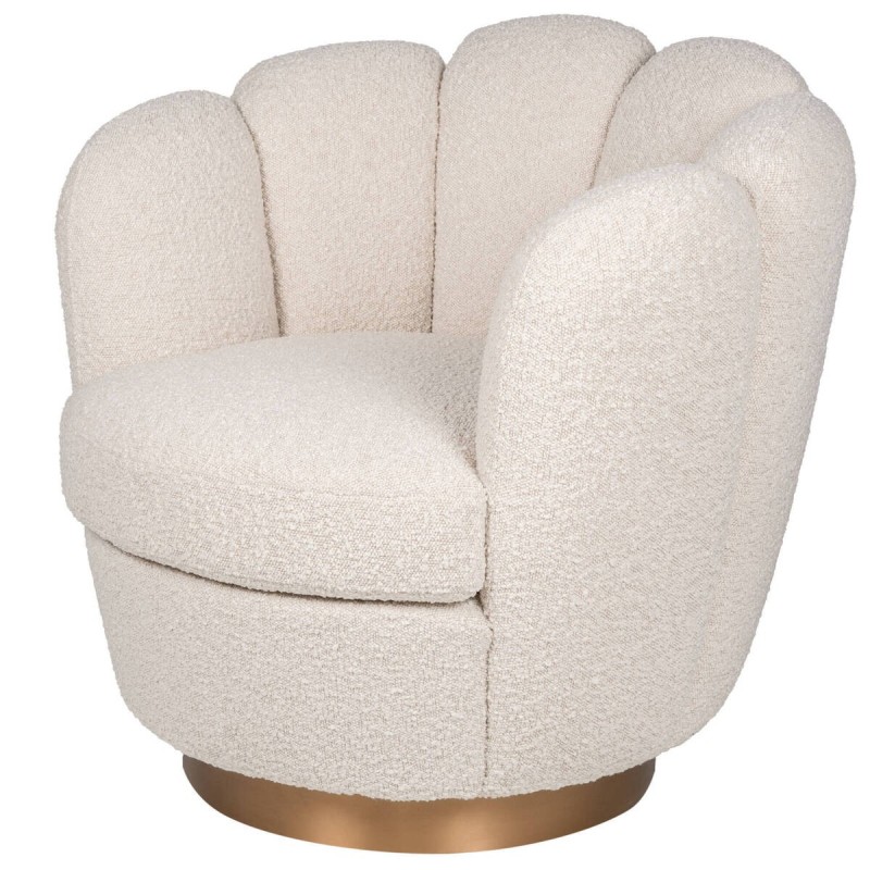 Beige curved sheepskin armchair 81x79x75cm