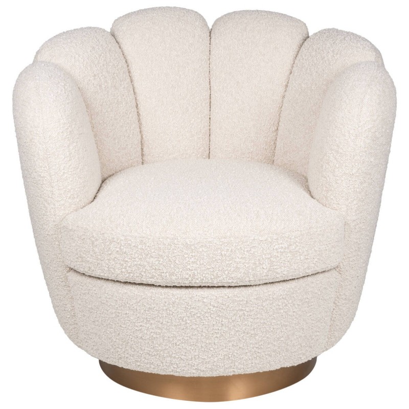 Beige curved sheepskin armchair 81x79x75cm