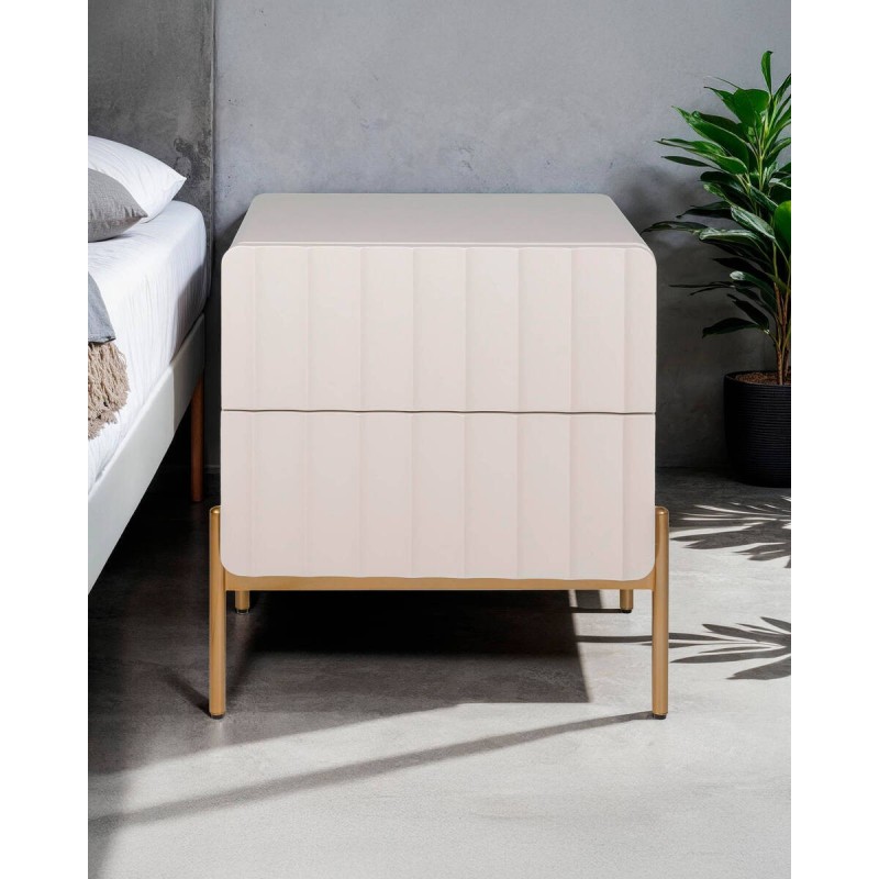 WARM MATTE BEIGE/GOLD SIDE TABLE **30% OFF**