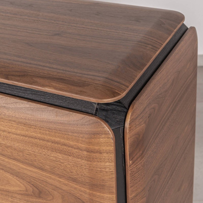 Teresa Walnut Sideboard with Three Doors and Black Details 180 cm