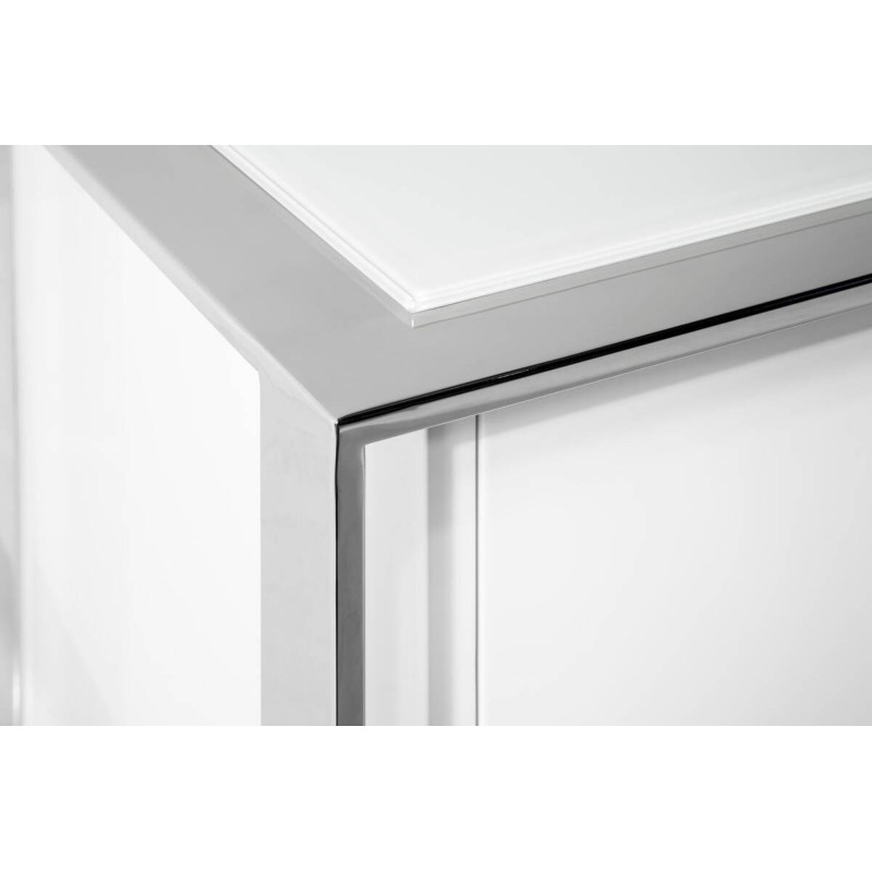 White lacquered TV unit - stainless steel 160x48x48cm