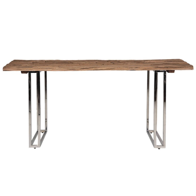 Rustic console table in chromed steel, 164x46x76cm
