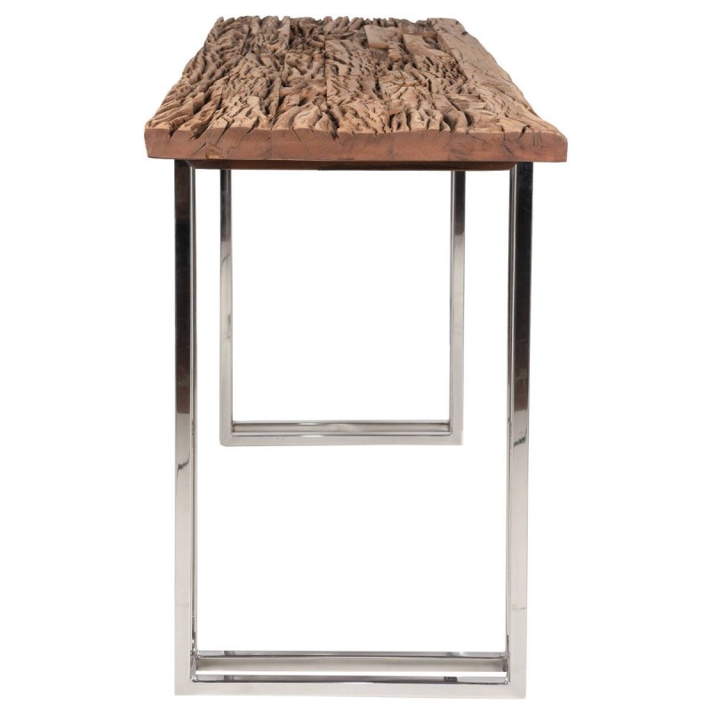 Rustic console table in chromed steel, 164x46x76cm