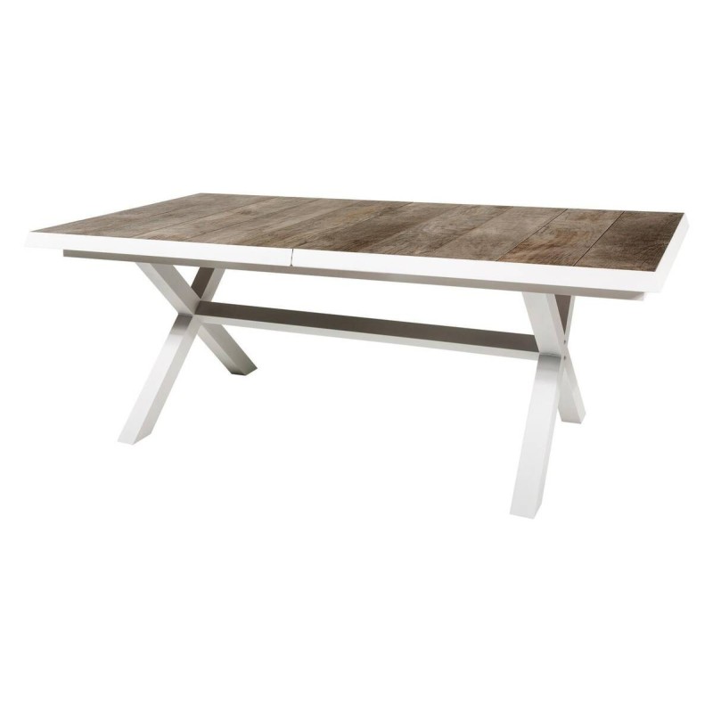 Extendable garden dining table, aluminum/ceramic, 204/264x104x75cm