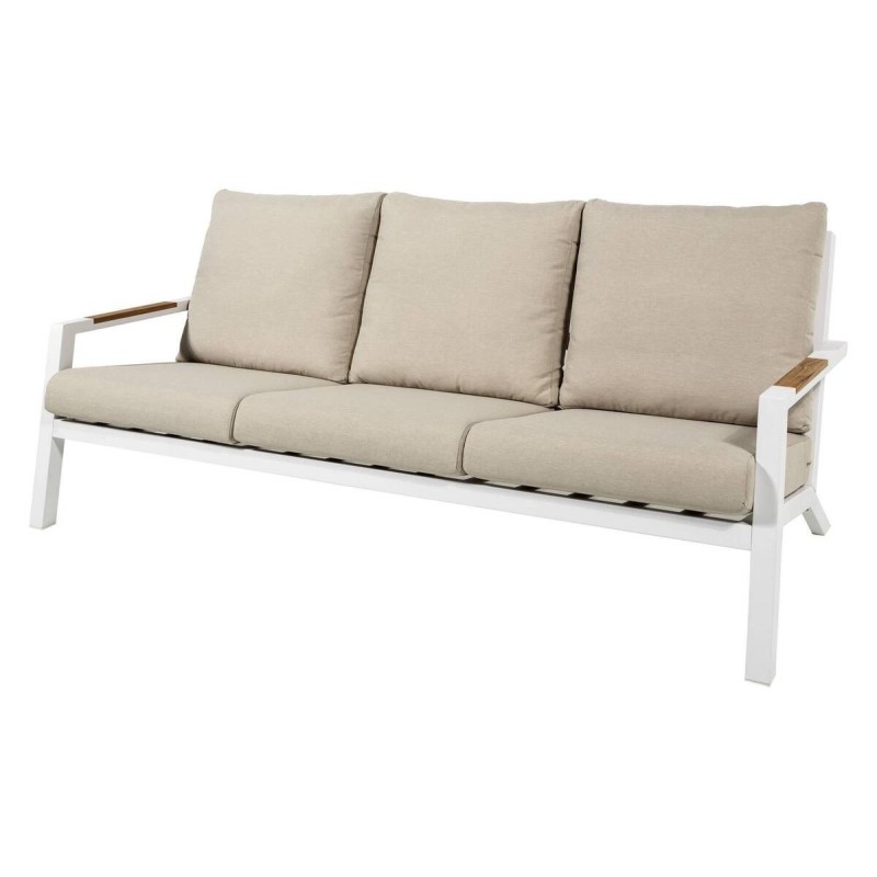 Three-seater outdoor sofa, off-white, 209.5 x 90.5 x 78.5cm