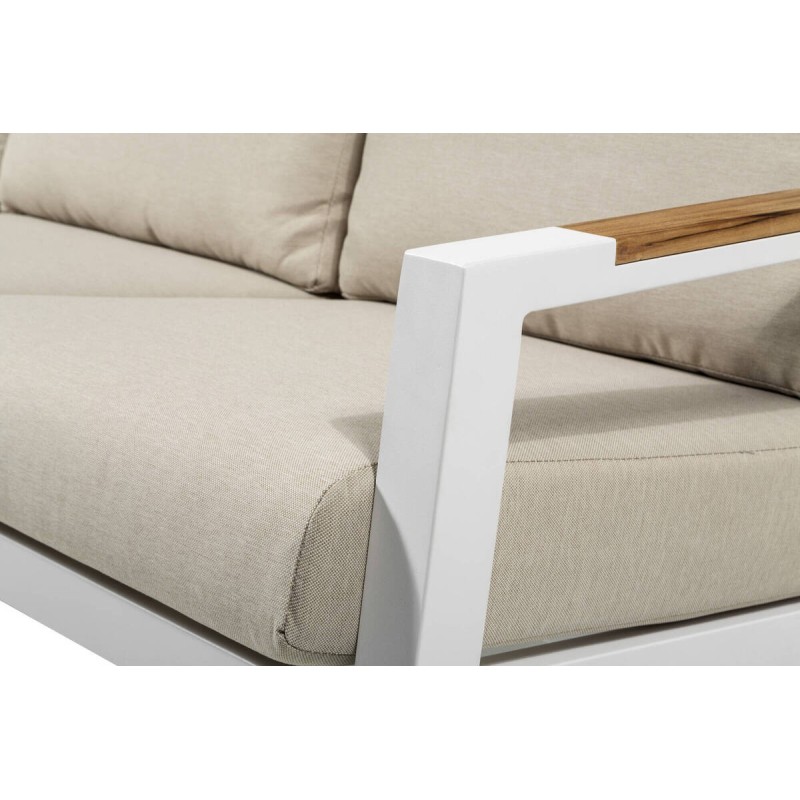 Three-seater outdoor sofa, off-white, 209.5 x 90.5 x 78.5cm
