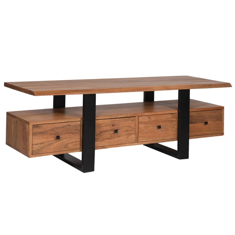 Mueble tv de acacia y metal negro 140x45x50cm