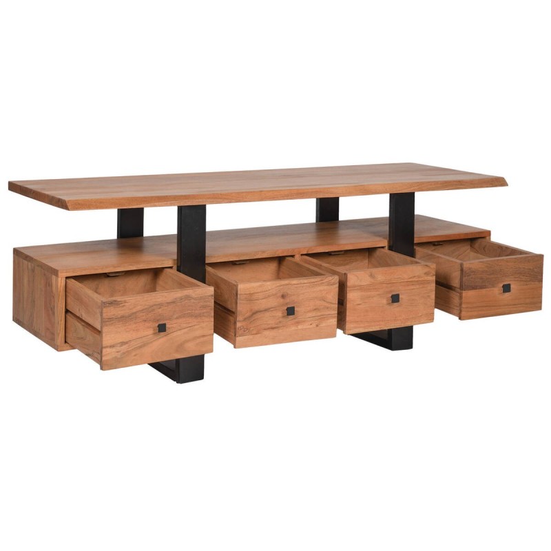 Mueble tv de acacia y metal negro 140x45x50cm