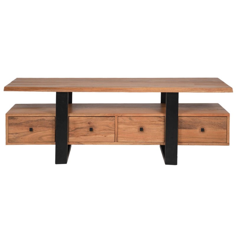 Mueble tv de acacia y metal negro 140x45x50cm