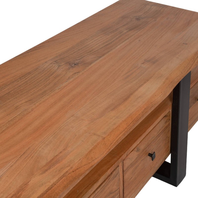 Mueble tv de acacia y metal negro 140x45x50cm