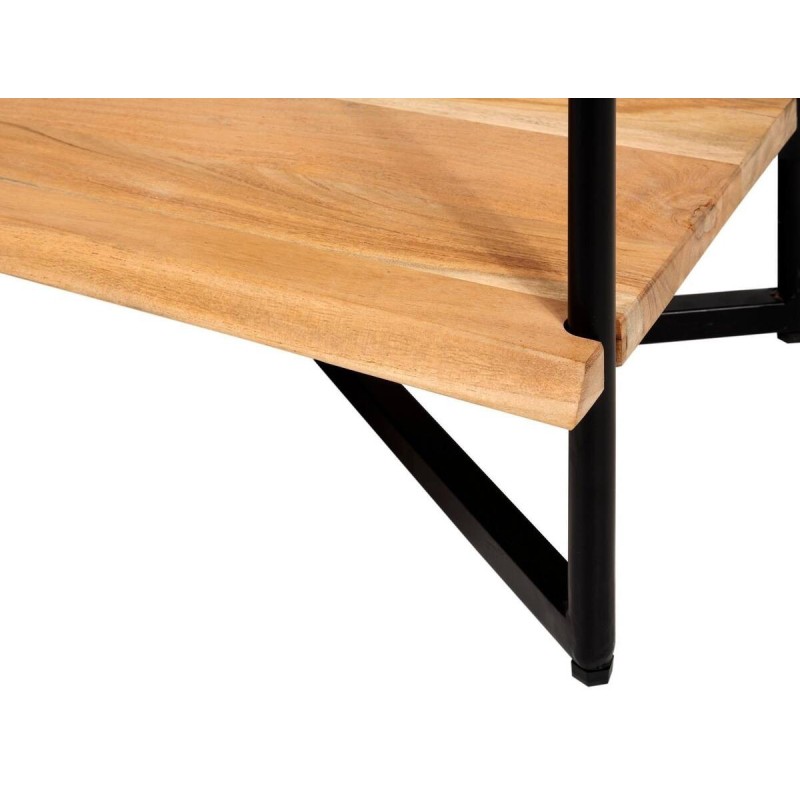Acacia wood bookcase - black metal 95x38x190cm