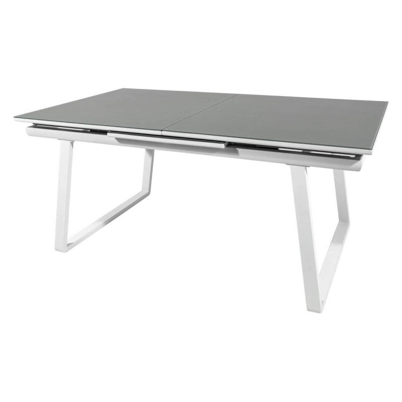Outdoor dining table, aluminum and gray glass/ extendable 180/240x100x76cm