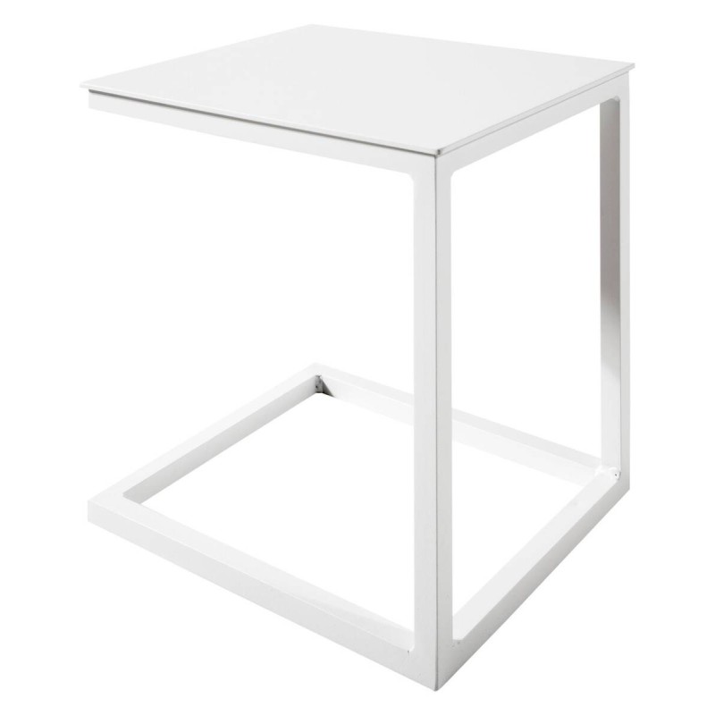 White aluminum outdoor side table 38x40.5x42cm