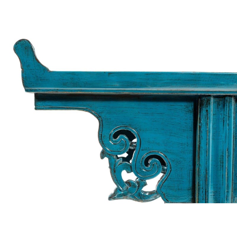 Oriental style console table - entryway table with 2 drawers, petrol blue color, 230x49x93cm