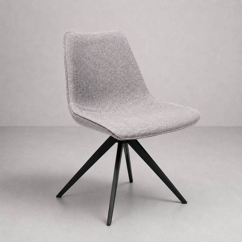 Silla de comedor tela gris - acero acabado negro 50x53x88cm