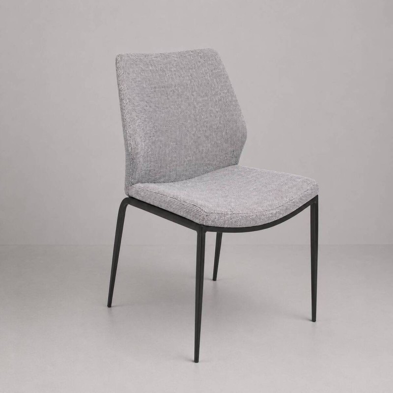 Silla elina textil gris con patas de metal negro 45x55x86cm