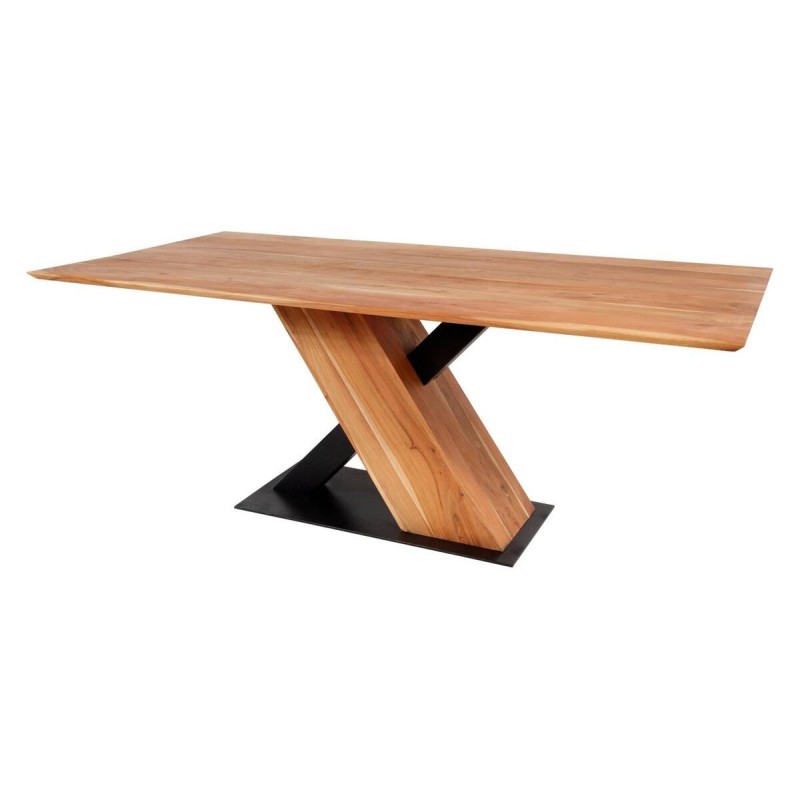 Mesa comedor rectangular de madera de acacia y metal negro 200x100x76cm