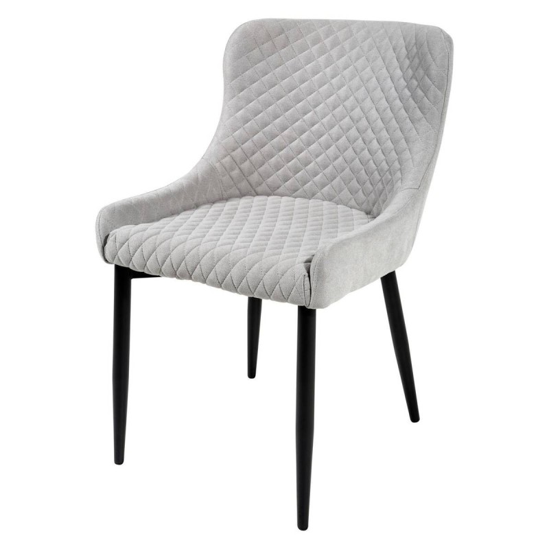 Aura dining chair, light grey upholstery - black metal legs, 52x60x82cm