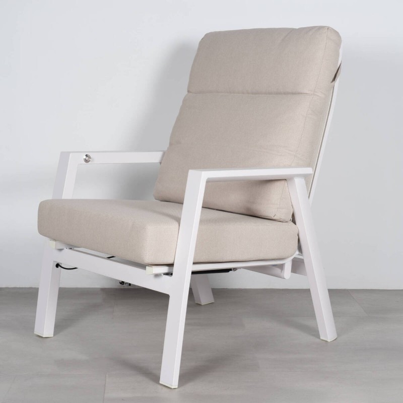 Sillón Reclinable Tivat de Aluminio Blanco con Textilene y Cojines Incluidos