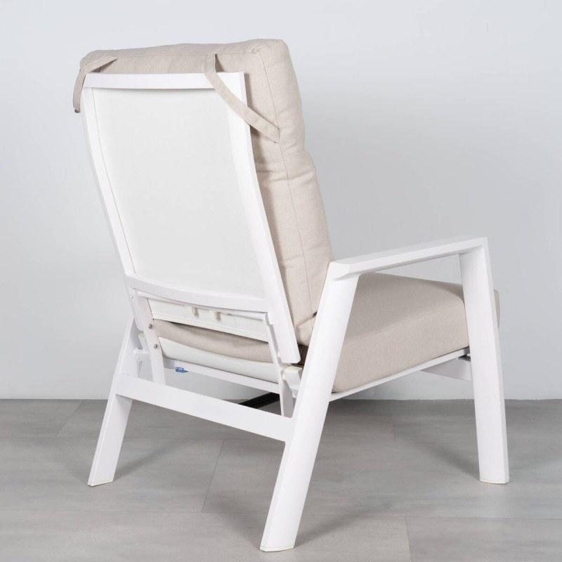 Sillón Reclinable Tivat de Aluminio Blanco con Textilene y Cojines Incluidos