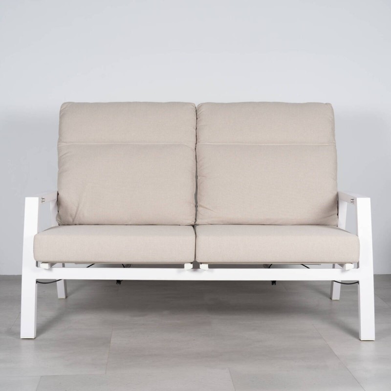 Sofá 2 plazas Reclinable Tivat de Aluminio Blanco con Textilene 150 cm