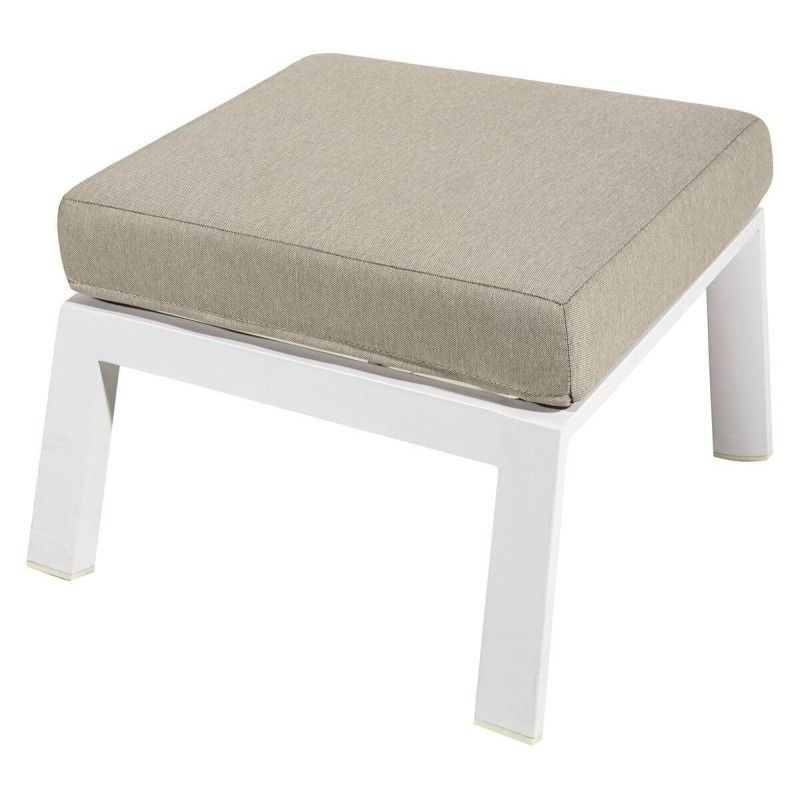 Outdoor footrest, white aluminum, sand fabric, 60x59x43cm