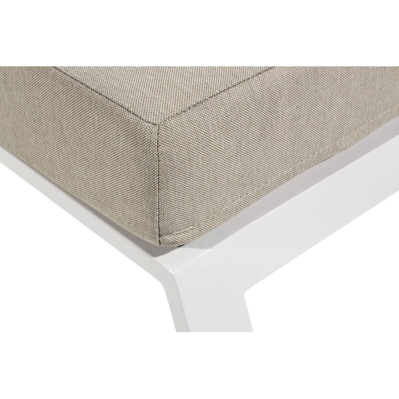 Outdoor footrest, white aluminum, sand fabric, 60x59x43cm