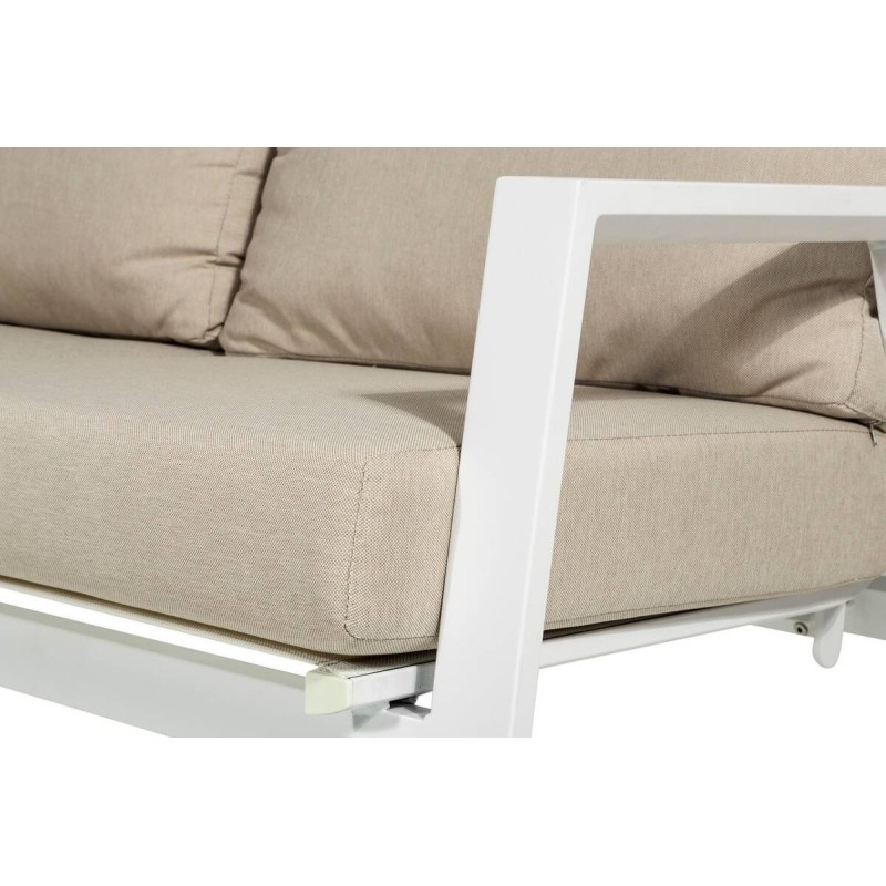 Outdoor corner sofa, aluminum/textilene, sand color, 284.5 x 220.5 x 96.5 x 83cm