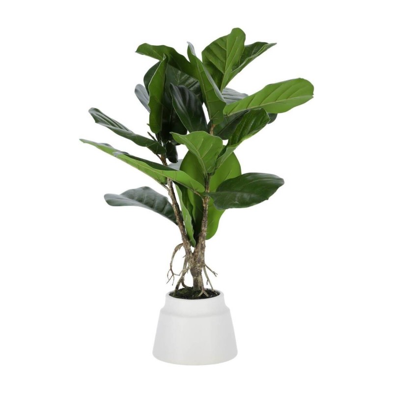 Artificial Lyrata plant with white ceramic pot, 60 cm