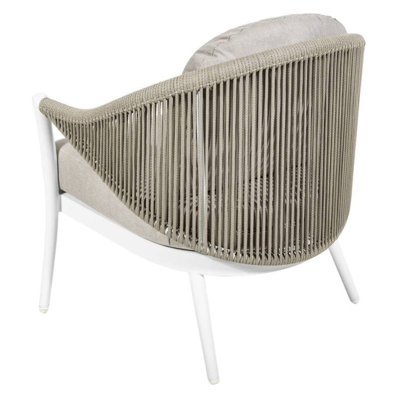 Helena white aluminum outdoor armchair with rope, 72x70x77cm