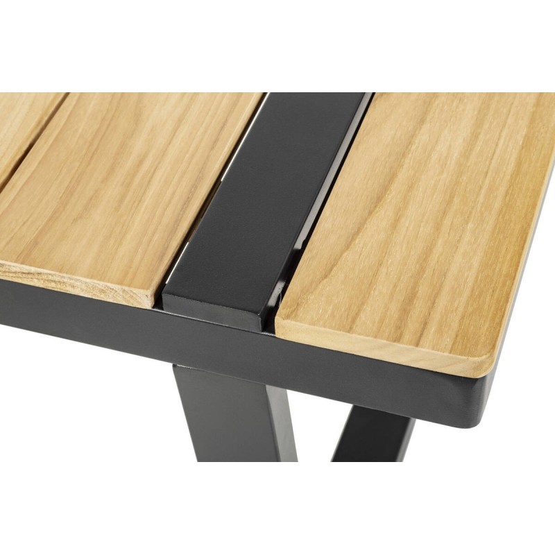 Soraya outdoor coffee table, anthracite gray aluminum and teak wood, 118x70x46cm
