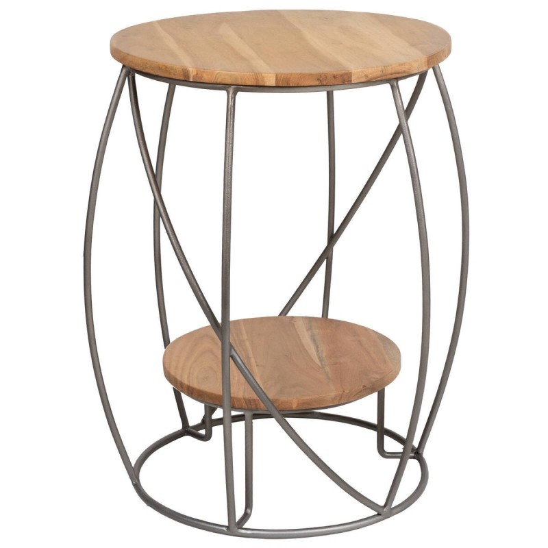 Mesa de rincón de acacia y hierro 40x60cm