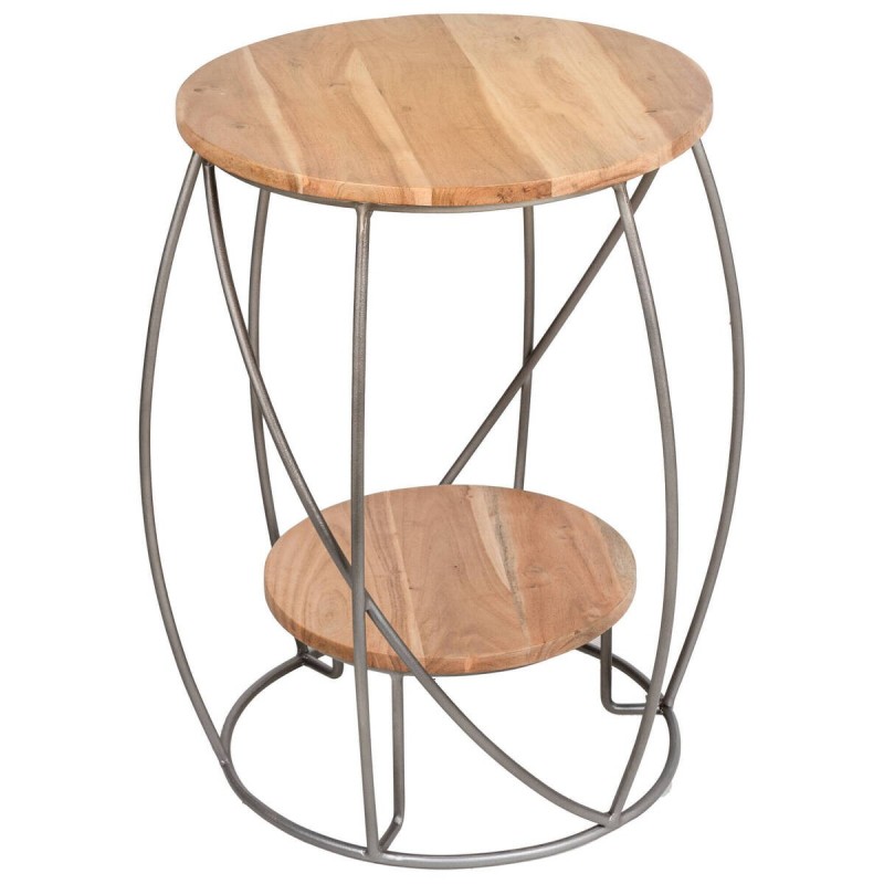 Acacia and iron corner table 40x60cm