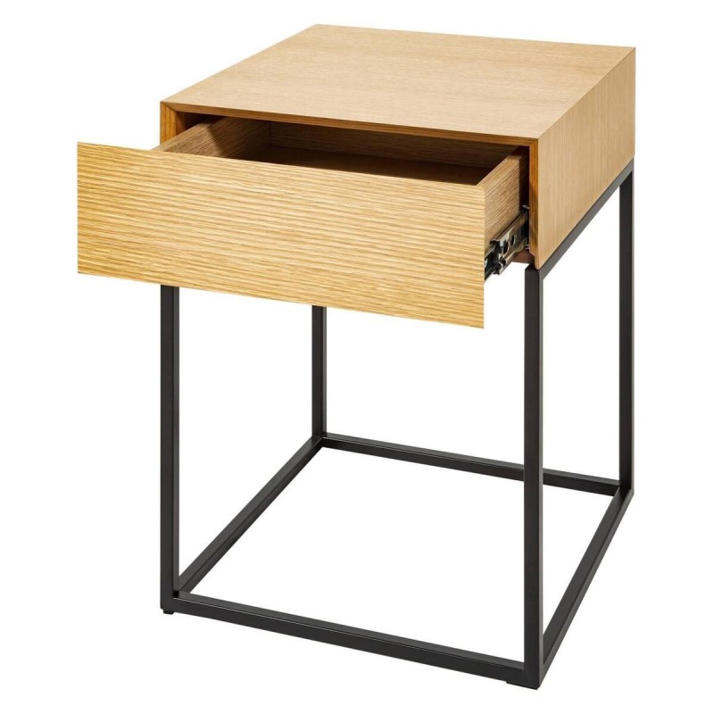 Natural oak bedside table/black legs 40x40x54cm