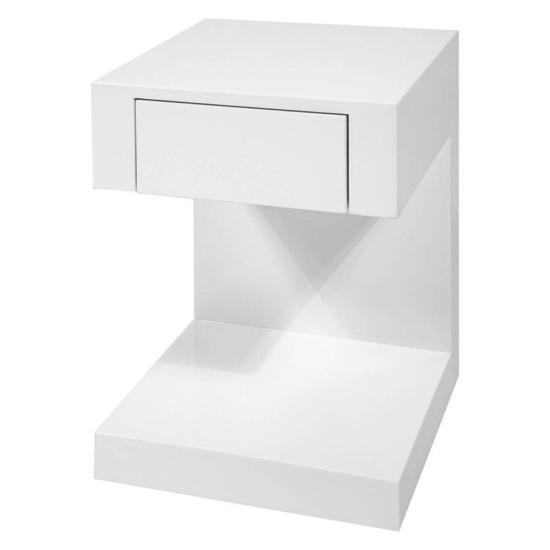 Glossy white bedside table with 1 drawer