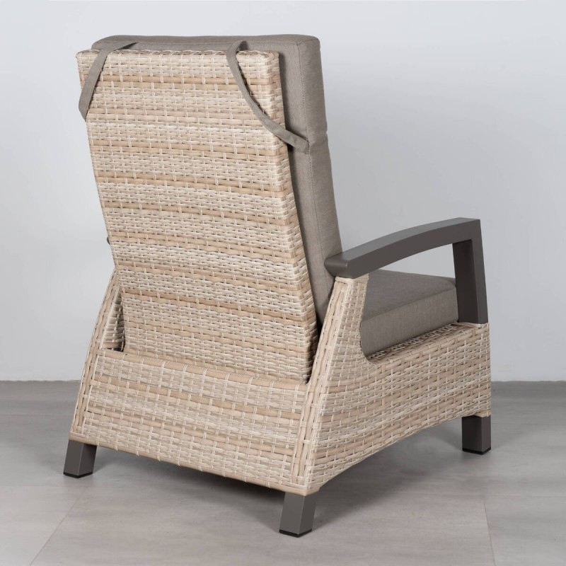 Sillón Reclinable Corfú de Ratán Sintético con Estructura de Aluminio Antracita