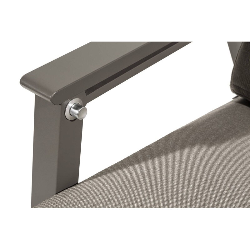Sofá 2 plazas exterior alto reclinable aluminio café tejido gris 151x78x103cm