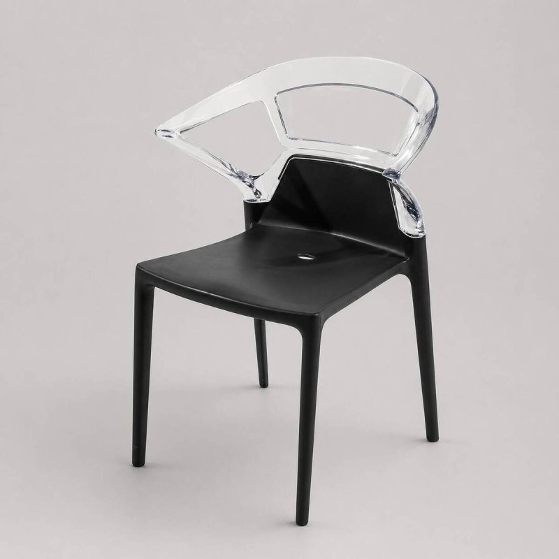 Silla ego antracita respaldo transparente 55x53x82cm