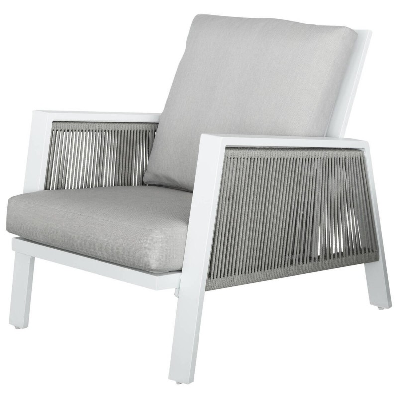 Sillón aluminio blanco tejido gris claro 73.5x92.5x84.5cm