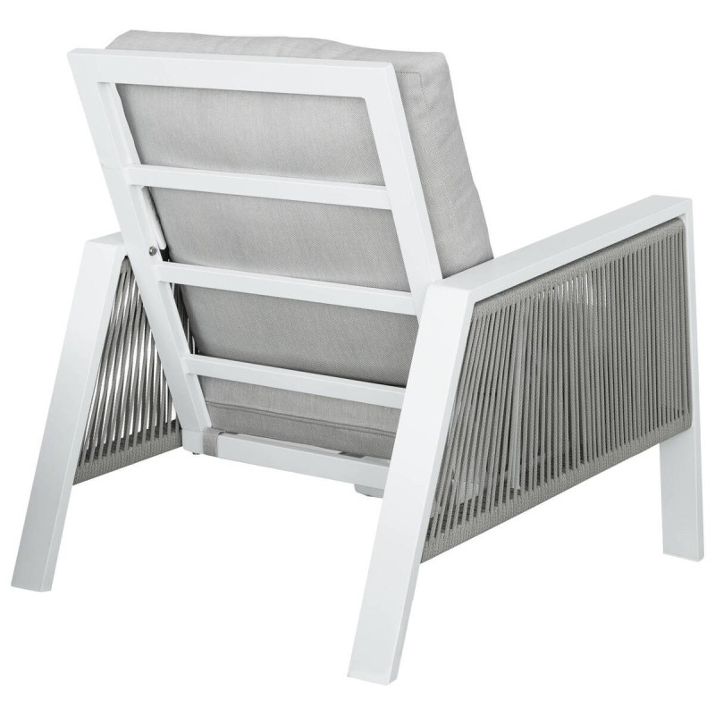 Sillón aluminio blanco tejido gris claro 73.5x92.5x84.5cm