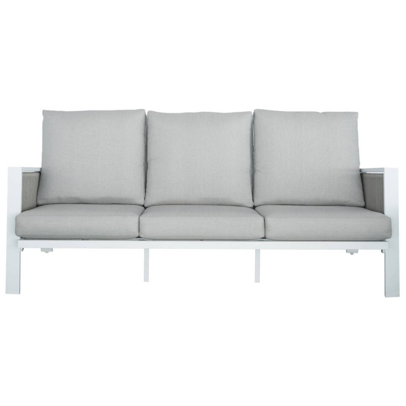 Sofá aluminio blanco textil gris claro 194x93x85cm
