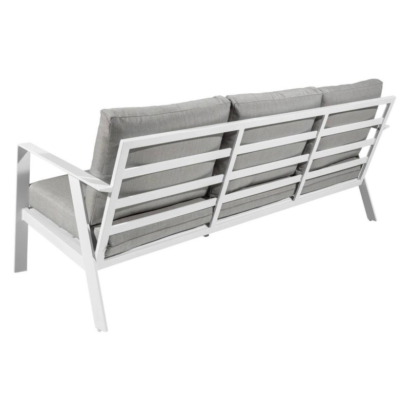 Sofá aluminio blanco tejido gris 190.5x82.5x76.5cm