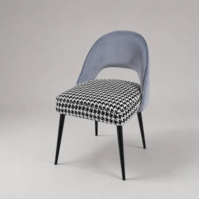 Silla asiento pata de gallo y respaldo azul 56x50x81cm