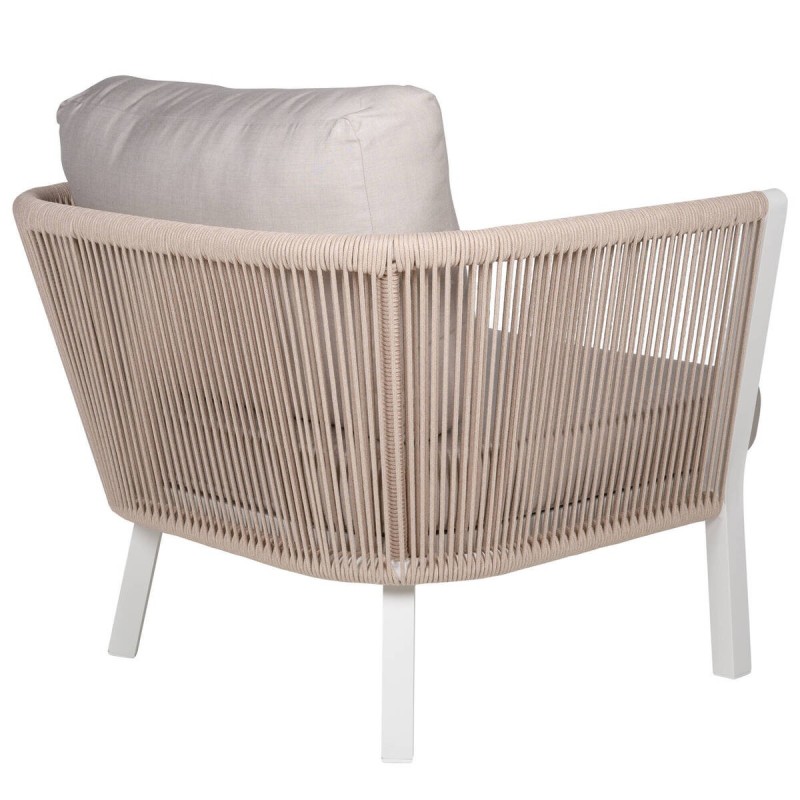 Sofia outdoor armchair in earth color, made of aluminum and interwoven rope, 92x52x70cm